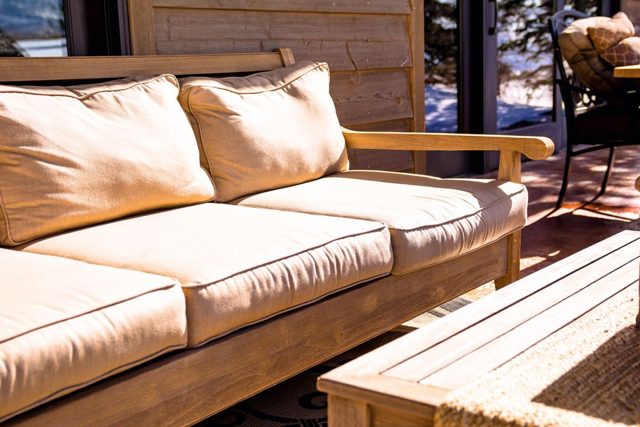 Outdoor sofa with thick seat cushions